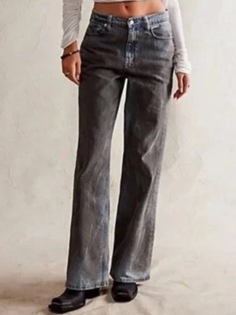 Free People We the Free Sz 27 Tinsley Baggy High Rise Jeans Shadow of Your Love